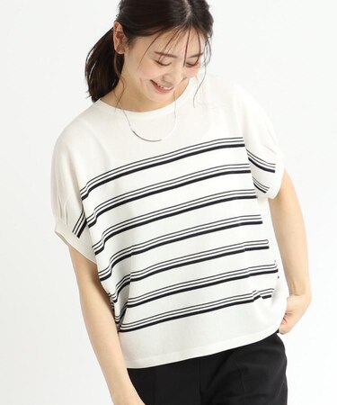 【WEB先行カラーあり/手洗い可】スレッドボーダーニット