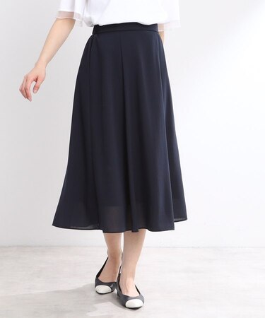 【マシンウォッシュ可／ウエスト総ゴム／セットアップ可】エアリーロングスカート