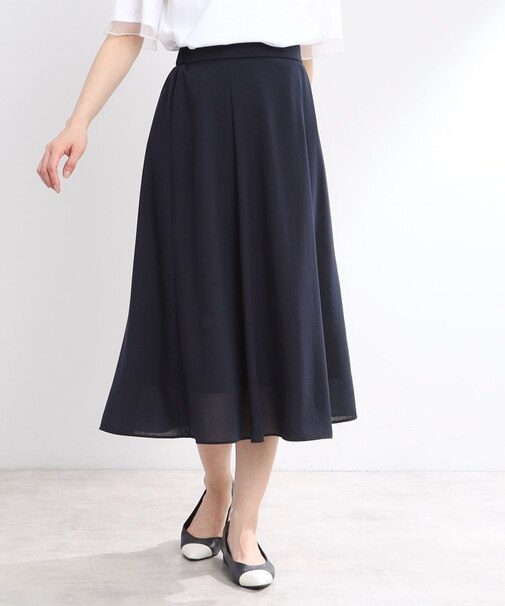 【マシンウォッシュ可／ウエスト総ゴム／セットアップ可】エアリーロングスカート