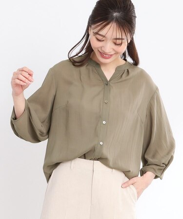 【マシンウォッシュ可／セットアップ可】スリーブディティールブラウス