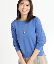 【WEB先行カラーあり／手洗い可】透かし柄スリーブニット