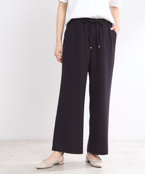 【マシンウォッシュ可／ウエスト総ゴム】すっきり見えワイドシルエットパンツ