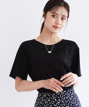 【手洗い可】レースデザインジャージTシャツ