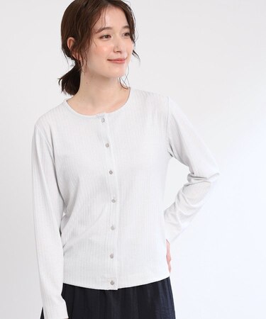 【手洗い可/一枚着でも◎】ラメ入りドット風ボタンカーディガン