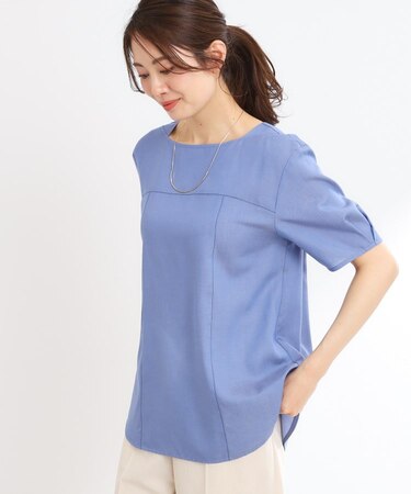 【マシンウォッシュ可】デニム調プルオーバーブラウス