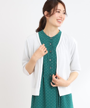 【WEB先行カラーあり/手洗い可】六分袖カーディガン