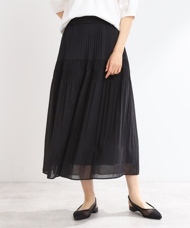 【マシンウォッシュ可】プリーツティアードスカート