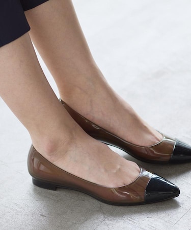 【雨の日OK！／通勤にも使えるキレイめデザイン◎】クリアバイカラーレインシューズ