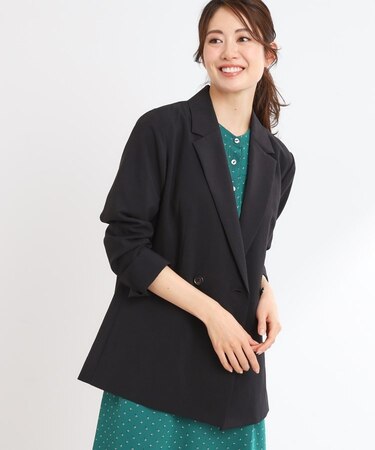 【マシンウォッシュ可/セットアップ可/通勤におすすめ】ドライタッチダブルジャケット
