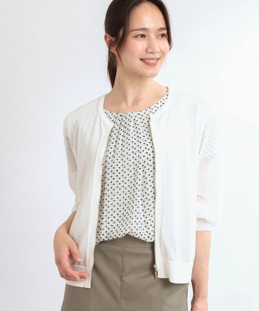 【手洗い可】ジップアップニットカーディガン