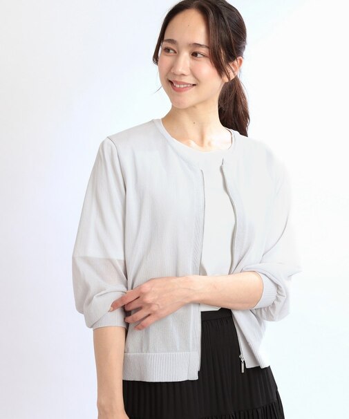 【手洗い可】ジップアップニットカーディガン