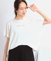 【E‐QUALITY】チュニック丈ロゴTシャツ