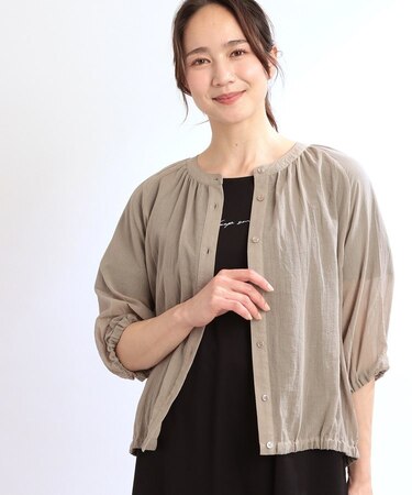 【夏SALE／E‐QUALITY／手洗い可／羽織にも◎】シアーブラウス