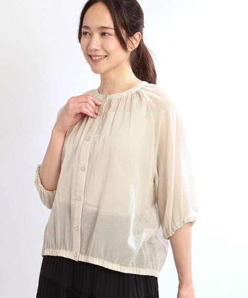 【夏SALE／E‐QUALITY／手洗い可／羽織にも◎】シアーブラウス