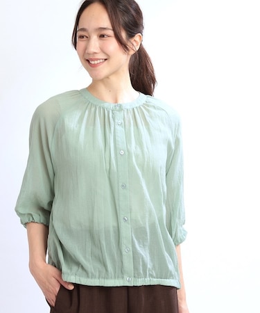 【夏SALE／E‐QUALITY／手洗い可／羽織にも◎】シアーブラウス