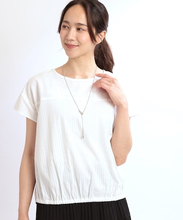 【夏SALE／E‐QUALITY／手洗い可】フレンチスリーブブラウス