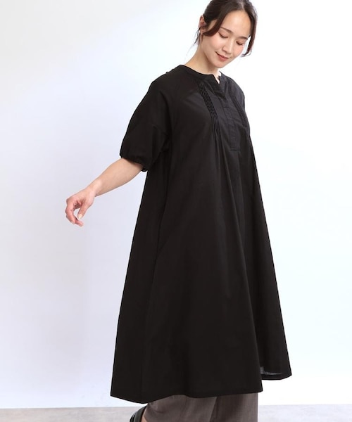 reflect 黒のシンプルワンピース 09/M reflect 黒のシンプルワンピース 09/M 【洗える】涼しげプリント