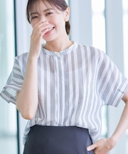 【洗える】ドビーストライプブラウス