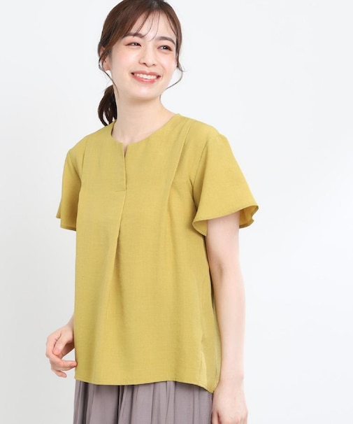 【E‐QUALITY】ドライタッチスキッパーネックブラウス