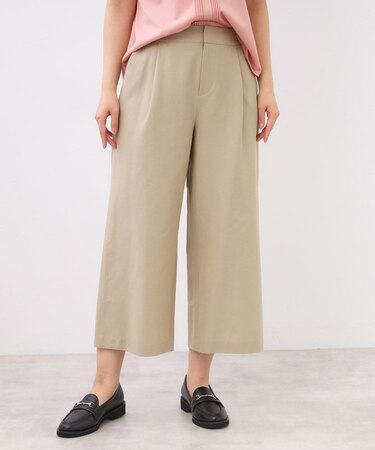【E‐QUALITY／お腹・腰周りすっきり見え◎】ストレッチワイドクロップドパンツ