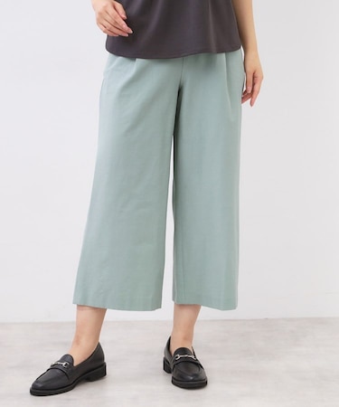 【E‐QUALITY／お腹・腰周りすっきり見え◎】ストレッチワイドクロップドパンツ