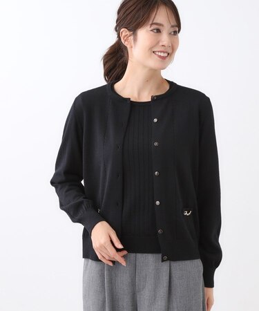 【WEB先行カラーあり／軽い羽織に◎／アンサンブル可】透かし柄カーディガン