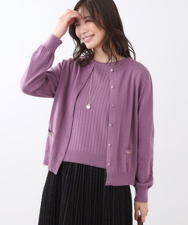 【WEB先行カラーあり／軽い羽織に◎／アンサンブル可】透かし柄カーディガン