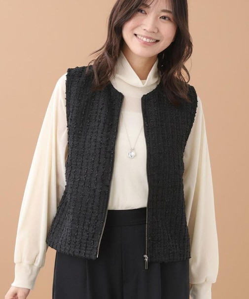 【軽い羽織に◎】フロントファスナー開きベスト