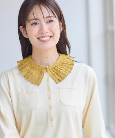 【コーディネートのポイントに◎／同素材スカートあり】レース付け衿