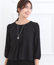 【フォーマル/入卒/お仕事に◎】ピンタック×スカラレースブラウス