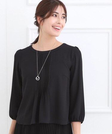 【フォーマル/入卒/お仕事に◎】ピンタック×スカラレースブラウス