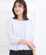 【フォーマル/入卒/お仕事に◎】ピンタック×スカラレースブラウス