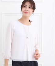 【フォーマル／入卒／お仕事に◎】ピンタック×スカラレースブラウス