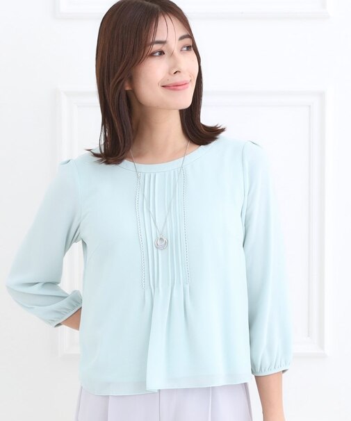 【フォーマル／入卒／お仕事に◎】ピンタック×スカラレースブラウス