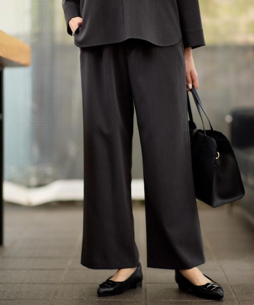 【ウエスト総ゴム/セットアップ可】フルレングスストレートパンツ