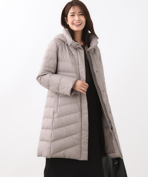 【定番人気/ウエスト調整可】フーデッドロングダウンコート