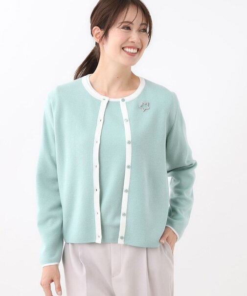 【秋映え/単品使い◎/すっきり見え】ブローチ付きニットアンサンブル