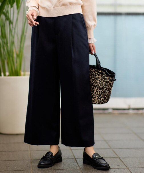 【腰周りすっきり◎】ワイドクロップドパンツ