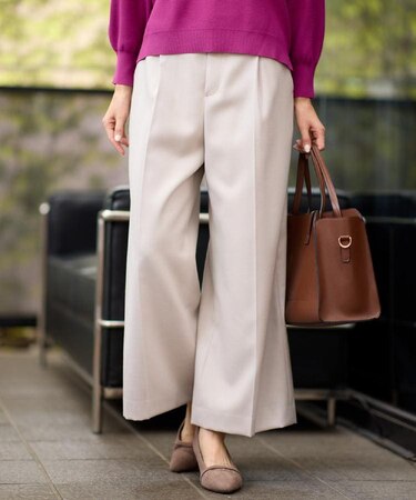 【腰周りすっきり◎】ワイドクロップドパンツ