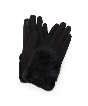 【着用したままスマホが使用できる◎】スエード調×フェイクファーグローブ