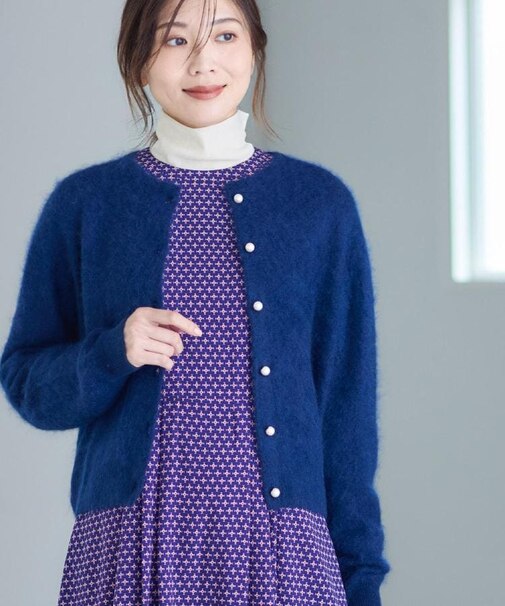 【R‐QUALITY／秋映え／カシミヤ100％／プルオーバーとしても◎】ふんわりカーディガン