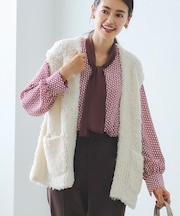 【秋映え/ふんわり軽い/ゆったりシルエット】ファンシーヤーンベスト