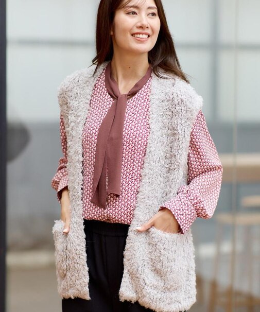 【秋映え／ふんわり軽い／ゆったりシルエット】ファンシーヤーンベスト