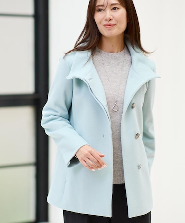 【衿が顔に当たらない◎】スタンドネックミドルコート