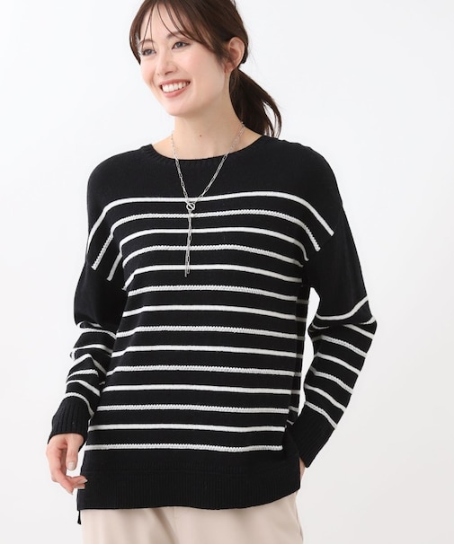 【ゆったり着られる◎】ボートネックボーダーニット