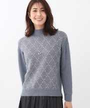 アーガイル柄ハイネックニット