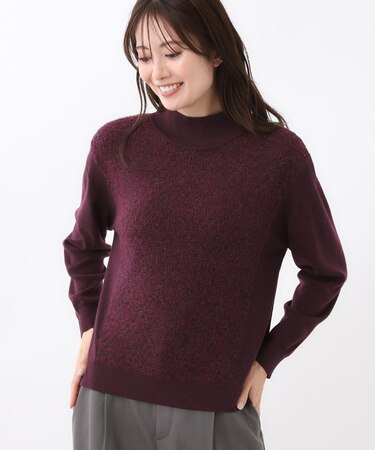 アーガイル柄ハイネックニット