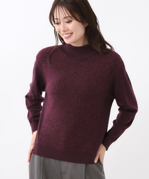 アーガイル柄ハイネックニット