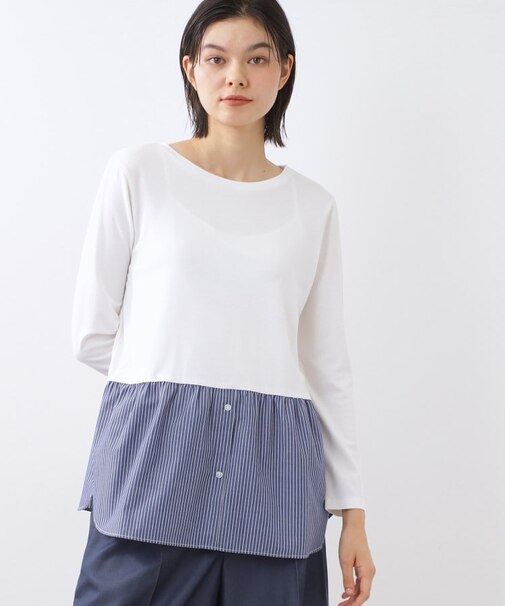 【重ね着でも一枚着でも◎】ドッキングジャージトップス