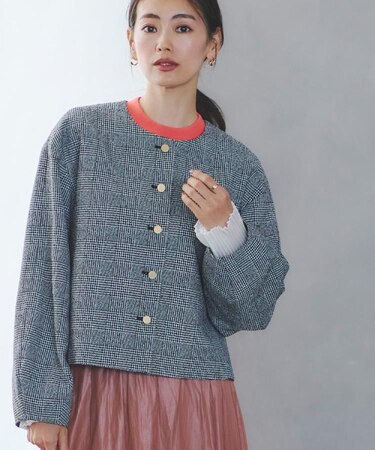 【着映え◎／アームホールゆったり】グレンチェックジャコット